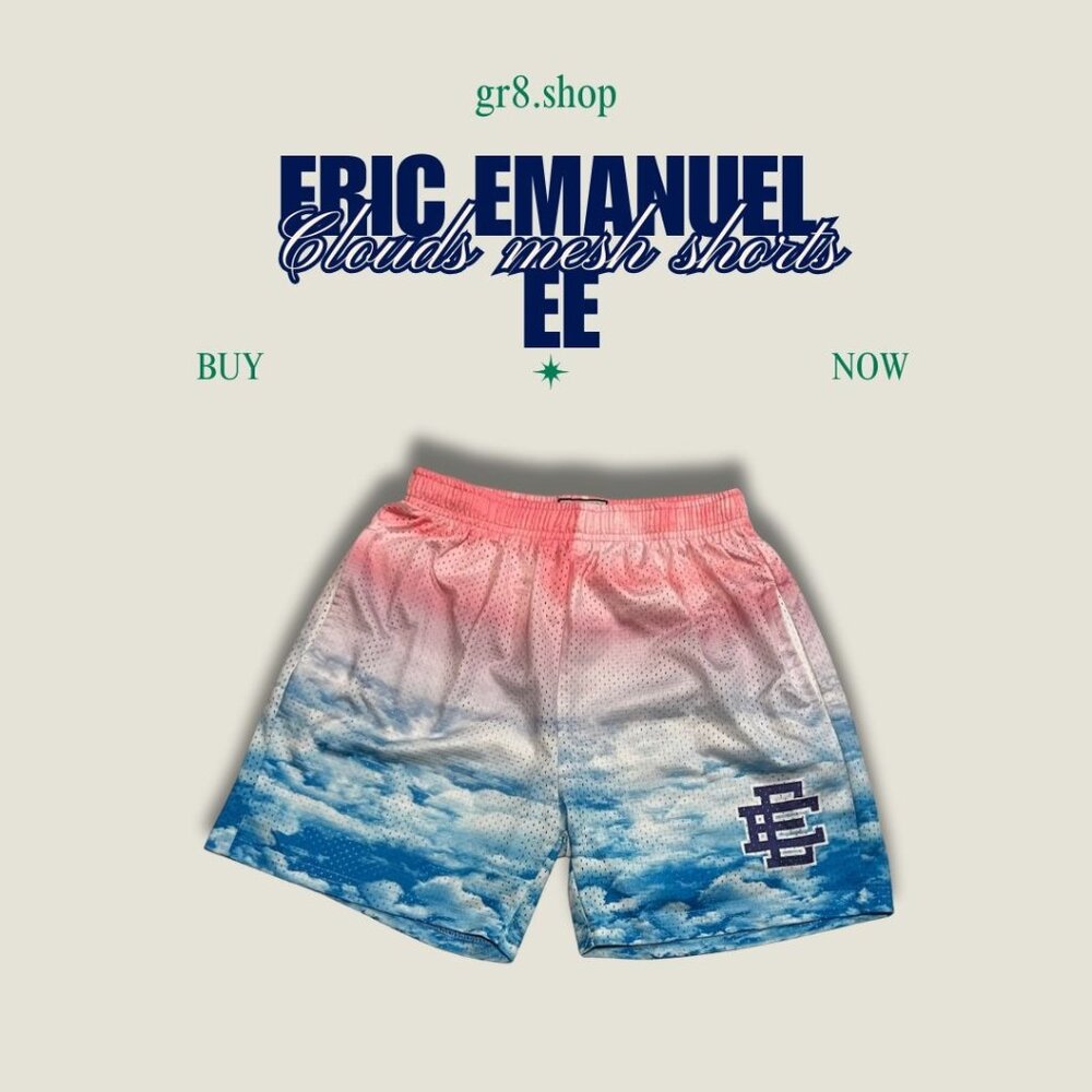 Eric Emanuel Clouds Mesh Shorts Gradient Pink & Blue Design Size M Made In New Y